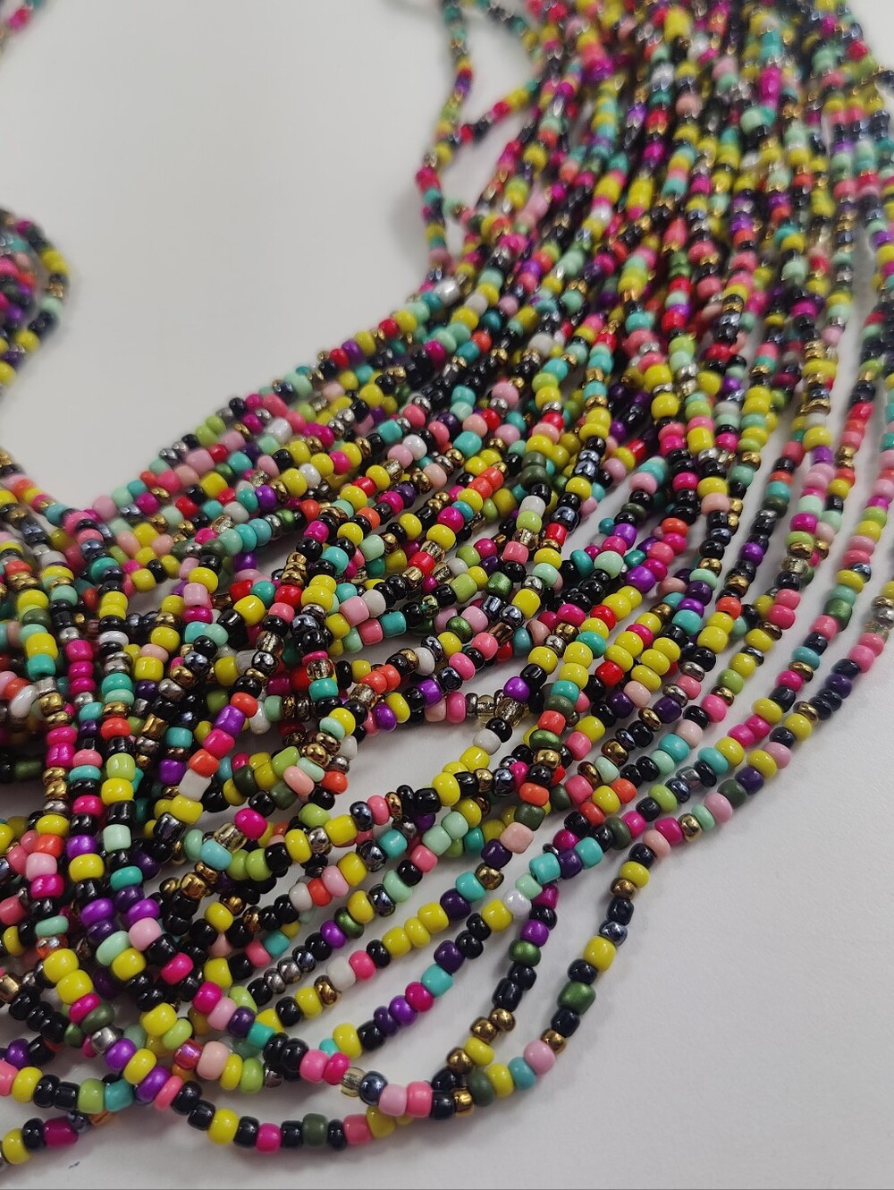 Boho Multistrand Seed Bead Necklace Colorful Macrame Crochet Collar Statement - Picture 3 of 6